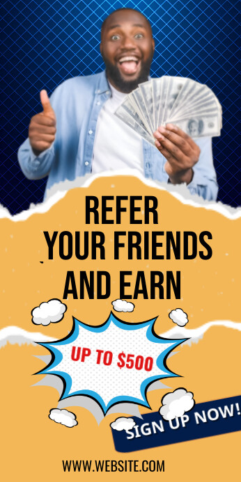 Orange Maximalist Refer And Earn Roll Up Bann 易拉宝 3' × 6' template