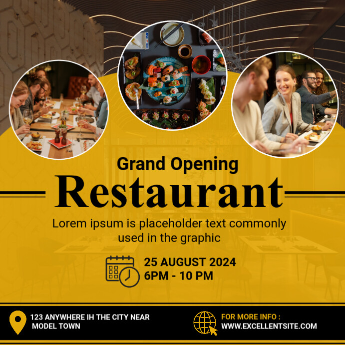 Orange Maximalist Resturant Grand Opening  Instagram Post template