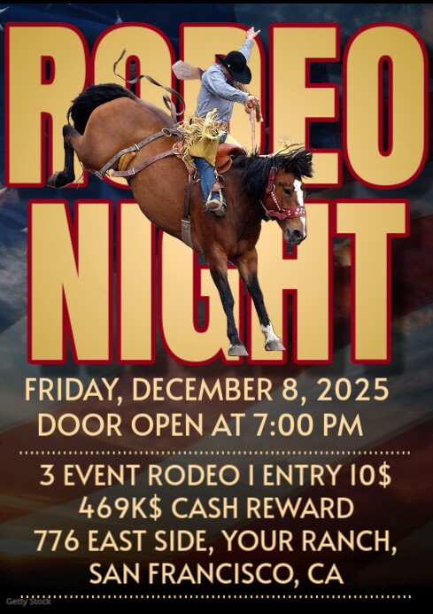 Plantilla de Orange Maximalist Rodeo Night Flyer A4 | PosterMyWall