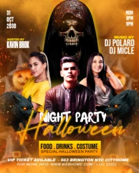 Orange Maximalist Scary Ghost Halloween Event Flyer Instagram Portrait template