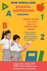 Orange Maximalist School Admission Pinterest Graphic Pinterest-grafik template