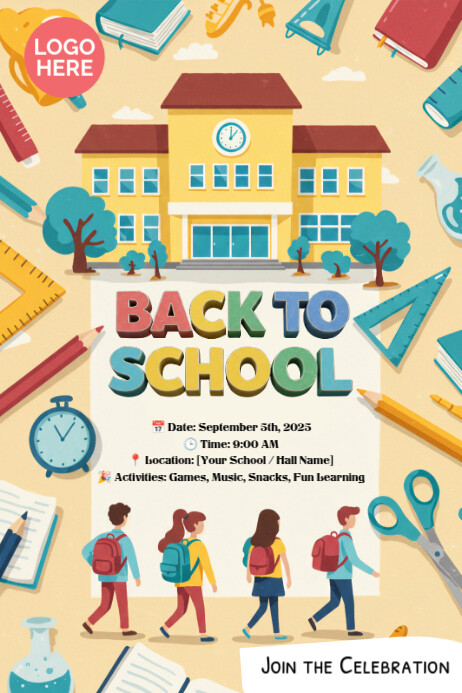 Orange Maximalist School Event Poster – Colorful & Editable Flyer Poster Iphosta template