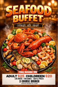 Orange Maximalist Seafood Buffet Event Tumblr Graphic template
