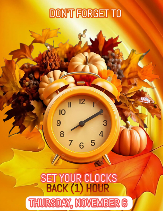 Copy of Orange Maximalist Set Up Your Clocks Flyer (us Letter ...