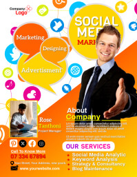 Orange Maximalist Social Media Marketing  Flyer (us Letter) template