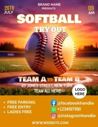 Orange Maximalist Softball  Flyer (us Letter) template