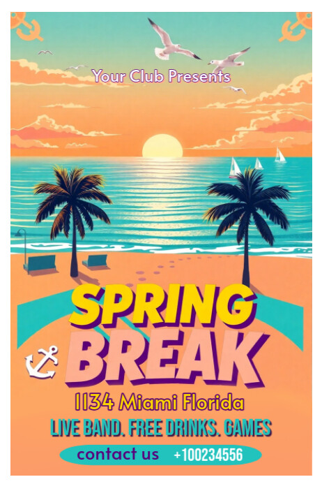 Spring Break Event Graphics Plantilla de Orange Maximalist Spring Break Event Festival Post Flyer ...