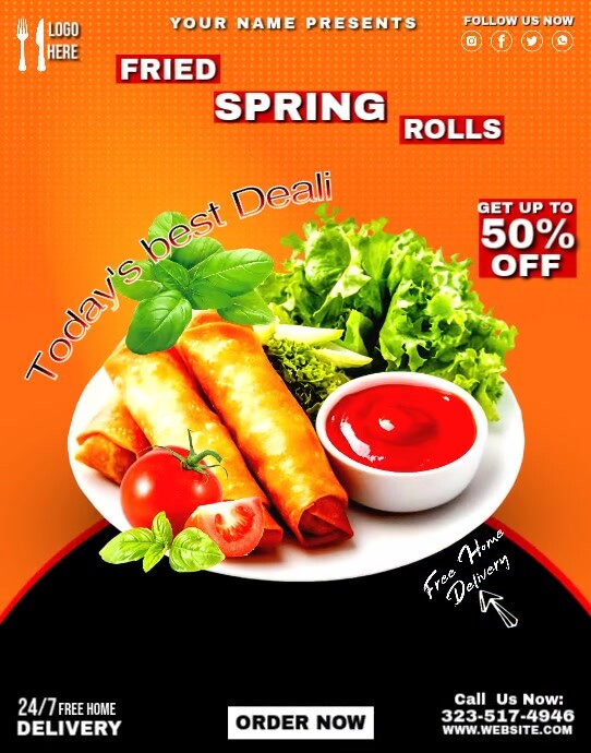 Spring Roll Idea Poster Copy of Orange Maximalist Spring Roll Poster/wallboard | PosterMyWall