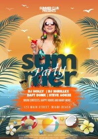 Orange Maximalist Summer Party Flyer A4 template