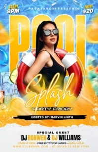 Orange Maximalist Summer Pool Splash Party Custom Poster Tabloid template