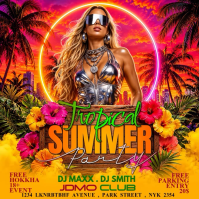 Orange Maximalist Summer Tropical Party Instagram Post Video template