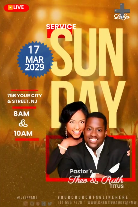 Orange Maximalist Sunday Service  Poster Плакат template