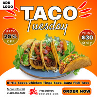 Orange Maximalist Taco Tuesday Flyer Template Instagram Post