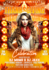 Orange Maximalist Thanks Giving Celebration Flyer A2 template