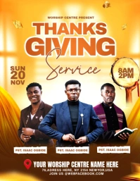 Orange Maximalist Thanks Giving Service  Flyer (us Letter) template