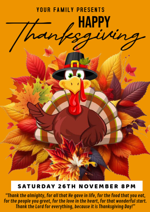 Orange Maximalist Thanksgiving A1 template