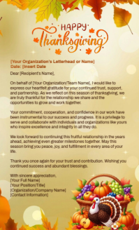 Orange Maximalist Thanksgiving Letter Appreciation To Staff Us Legal template