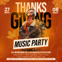 Oranje Thanksgiving Music Party โพสต์บน Instagram Template