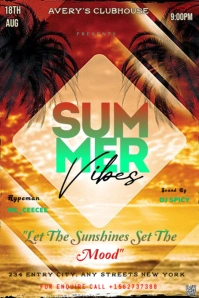 Orange Maximalist This Image Is A Dynamic And Summery Flyer For An Event Titled "summer Vibes." Pint Grafica Pinterest template