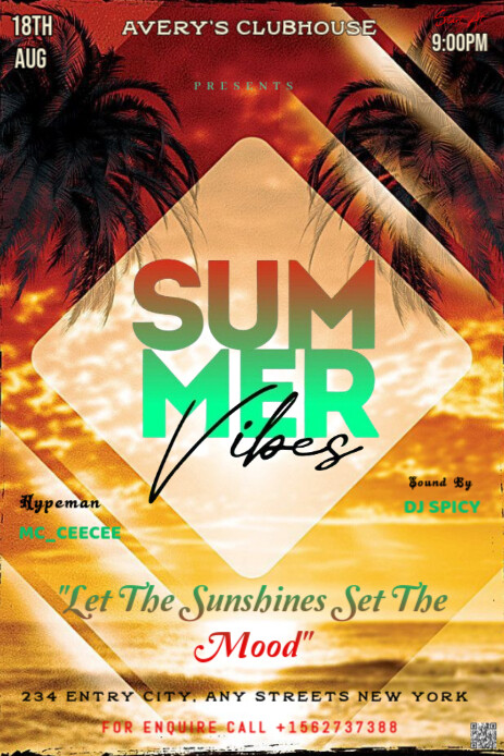 Orange Maximalist This Image Is A Dynamic And Summery Flyer For An Event Titled "summer Vibes." Pint Ihluzo le-Pinterest template