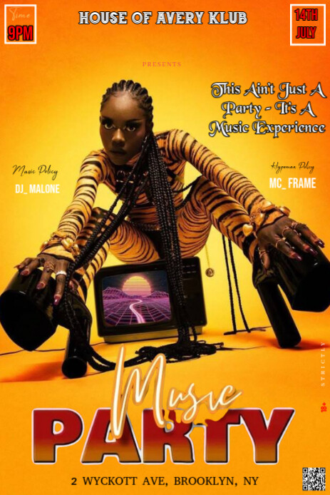 Orange Maximalist This Image Is A Vibrant And Edgy Flyer For A "music Party" Pinterest Graphic template