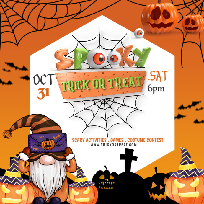 Copy of Orange Maximalist Trick Or Treat Instagram Post | PosterMyWall