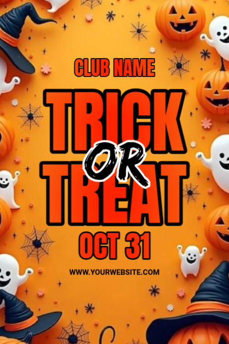 Orange Maximalist Trick Or Treat Poster Template | PosterMyWall