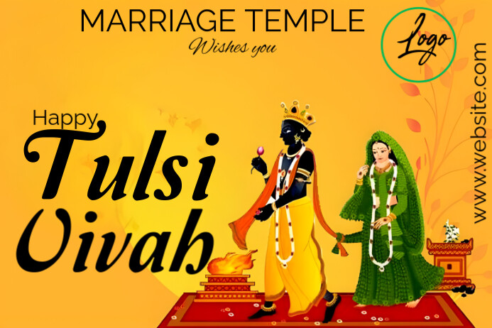 Orange Maximalist Tulsi Vivah  Poster template