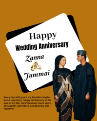 Orange Maximalist Wedding Anniversary Instagram Portrait template