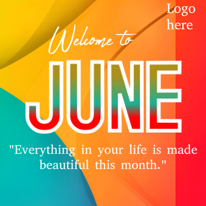Orange Maximalist Welcome To June Instagram Post Template | PosterMyWall