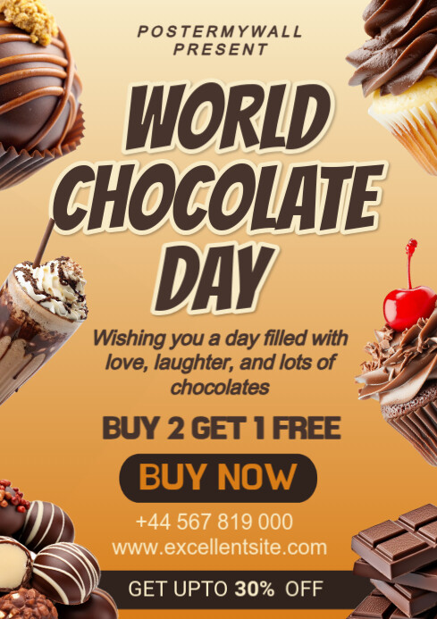 Orange Maximalist World Chocolate Day A4 template