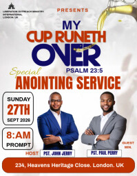 Orange Modern & Minimal “special Anointing Service Flyer – Editable Church Event Template” Flyer (us