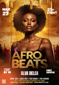Orange Modern & Minimal Afrobeats Event A3 template