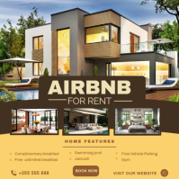 Orange Modern & Minimal Airbnb Rental Promotion Instagram Post template