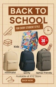 Orange Back to School Backpack Sale Boulevardzeitung Template
