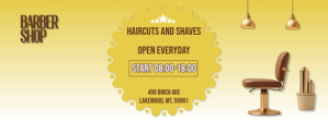Orange Modern & Minimal Barbershop Facebook Cover Foto Sampul Facebook template