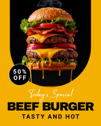 Orange Modern & Minimal Beef Burger Special Instagram Portrait template