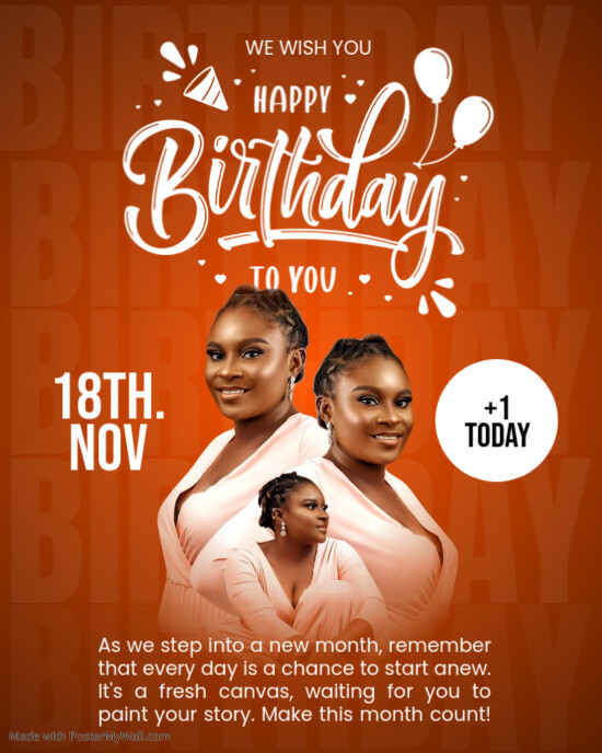 orange-modern-minimal-birthday-instagram-portrait-template-postermywall