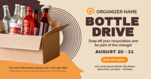Orange Modern & Minimal Bottle Drive Facebook Shared Image template