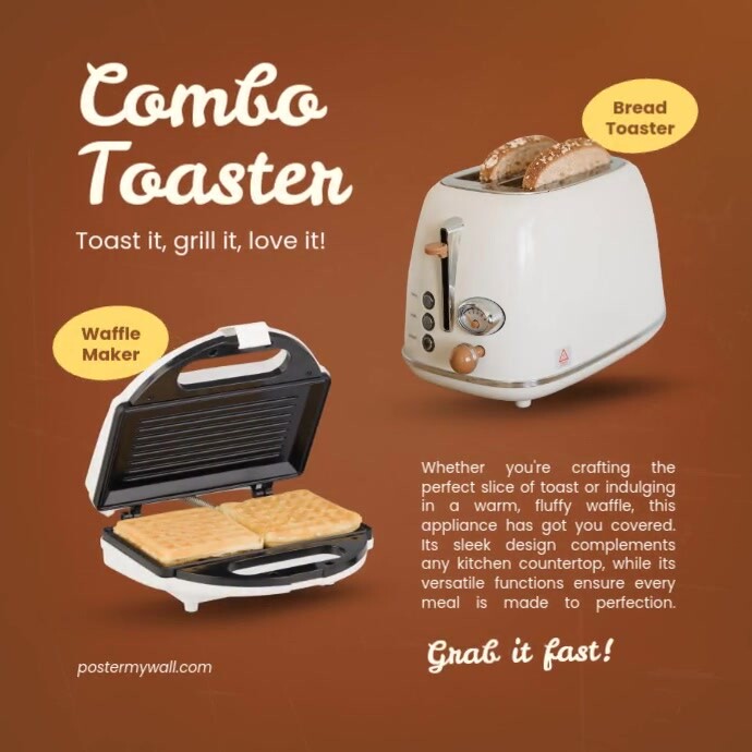 Orange Modern & Minimal Bread Toaster Product Pos Instagram template