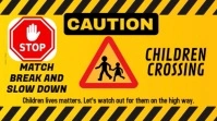 Orange Modern & Minimal Caution, Children Crossing Sign Youtube Thumbnail template