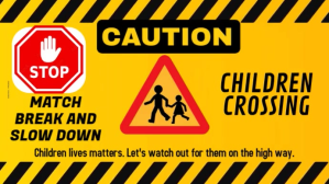 Orange Orange Modern & Minimal Caution, Children Crossing Sign Youtube Thumbnail Miniatura di YouTube Template