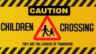 Orange Modern & Minimal Caution, Children Crossing  Youtube Thumbnail template