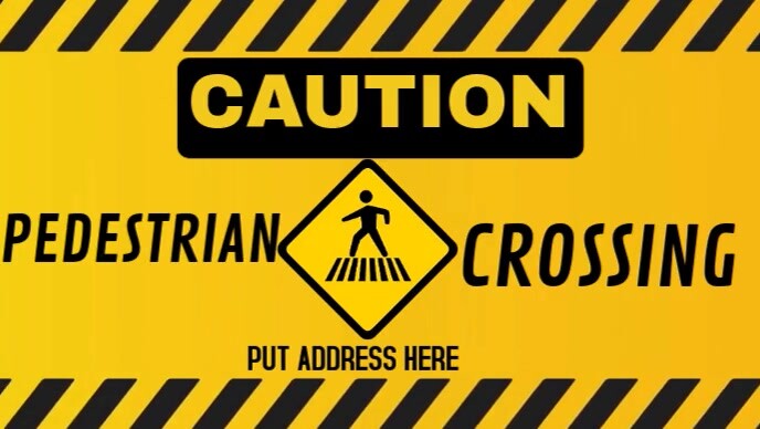 Plantilla de Orange Modern & Minimal Caution, Pedestrian Crossing Sign ...