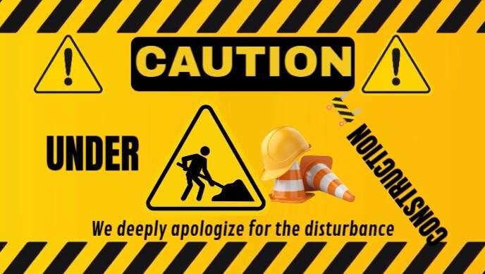 Orange Modern & Minimal Caution, Work In Progress(under Construction) Youtube Thumbnail template