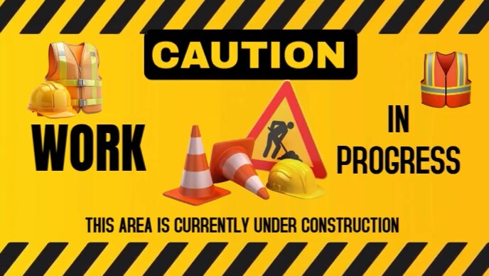 Orange Modern & Minimal Caution Work In Progress Sign Youtube Thumbnail template