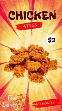 Orange Modern & Minimal Chicken Wings Instag Instagram Story template