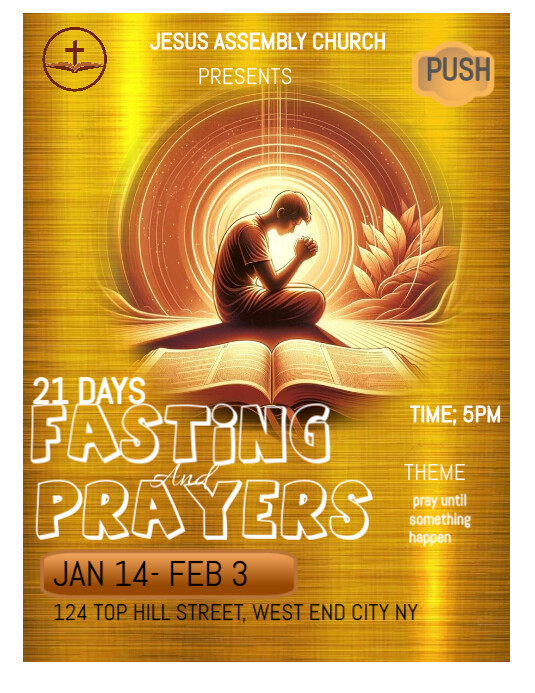 Orange Modern & Minimal Church Fasting And Prayer Program Flyer (us ...