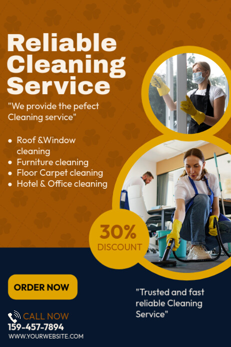 Orange Modern & Minimal Cleaning Service Poster Template | PosterMyWall