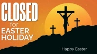Orange Modern & Minimal Closed For Easter Holiday Digital Display (16:9) template